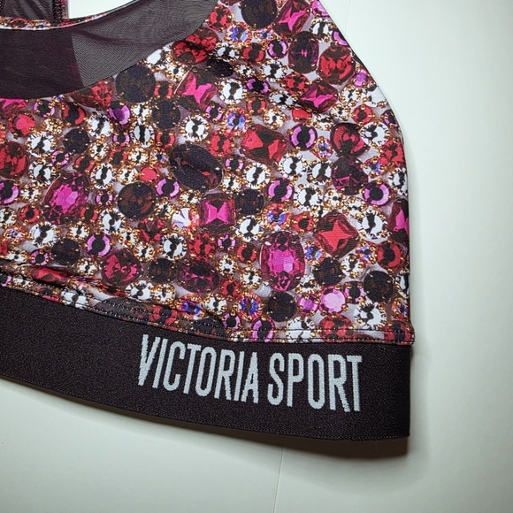 Victoria Sport Jewel Print Sports Bra Mesh Trim Sz L - Picture 2 of 6